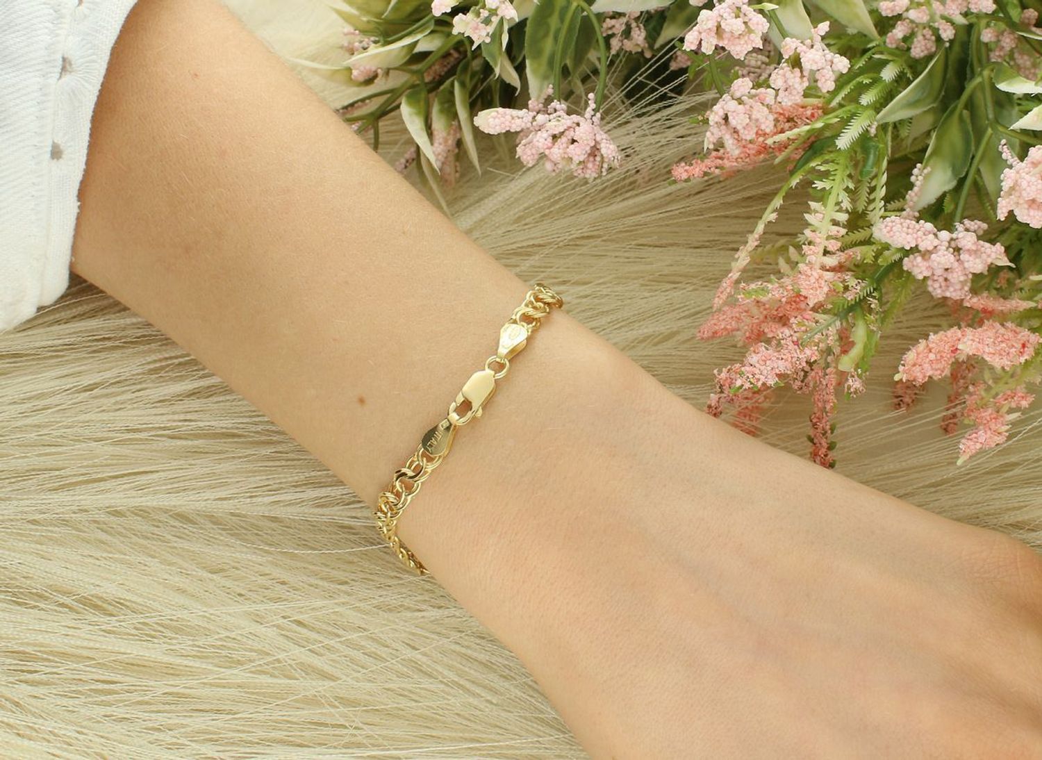 Bransoletka srebrna pozłacana próba 925, garibldi DIA-BRA-12527-925 5,4mm.jpg